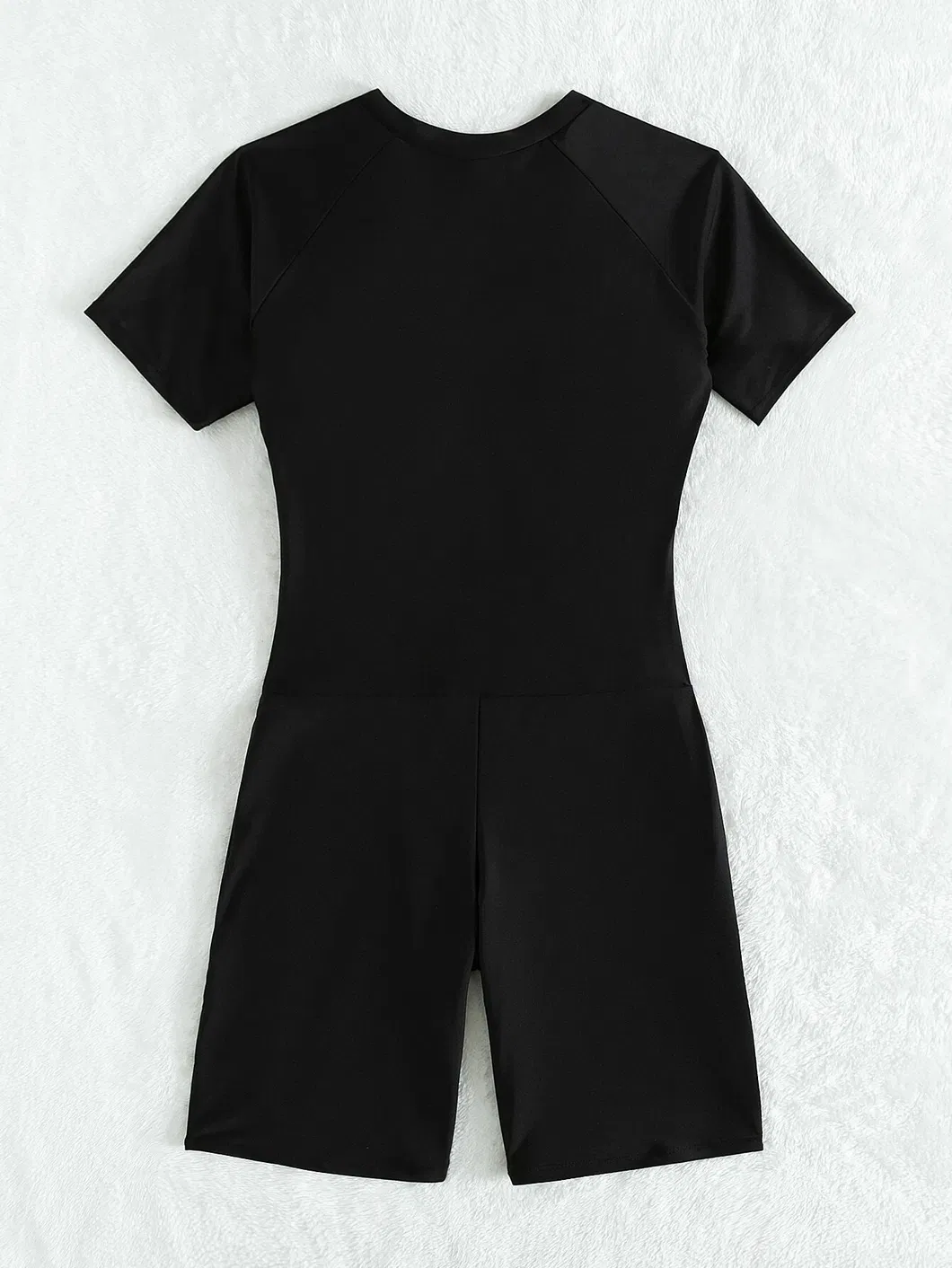 2025 New One Piece Short Sleeve Contrast Fluorescent Color Surfing Swimsuit for Women