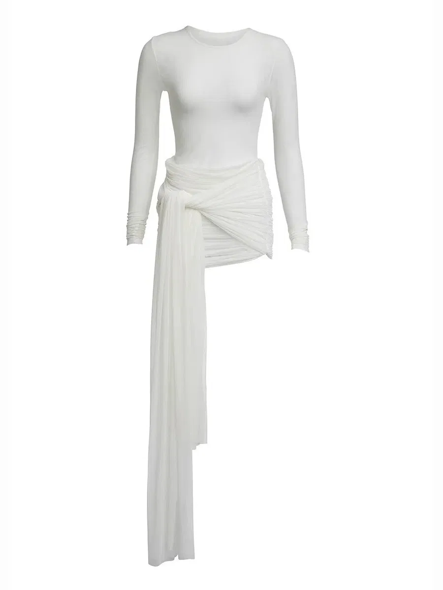 Women Mesh Long Sleeves Solid Color Cover up