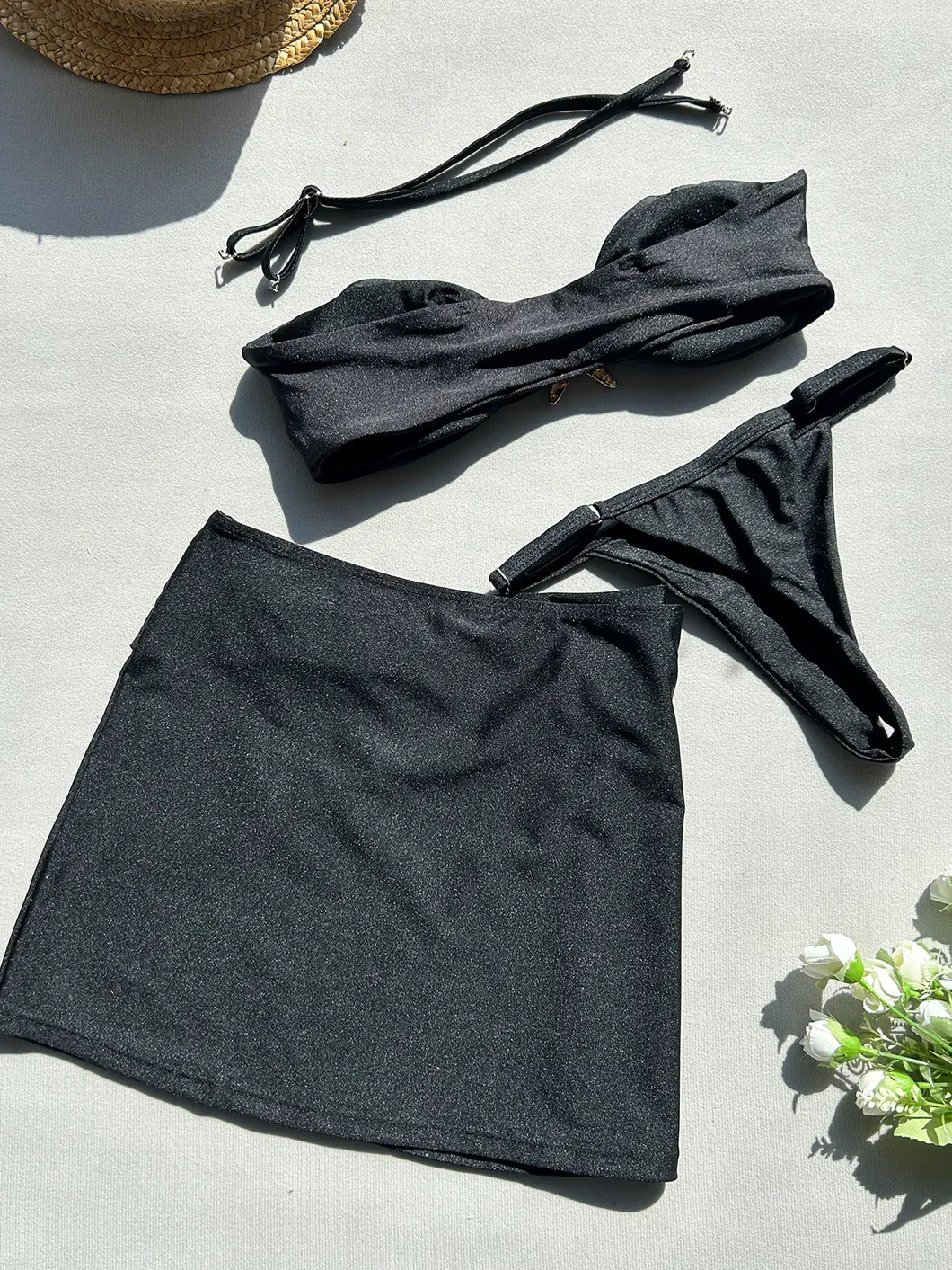 Bandeau Three Pieces Bikini with Starfish Hardware