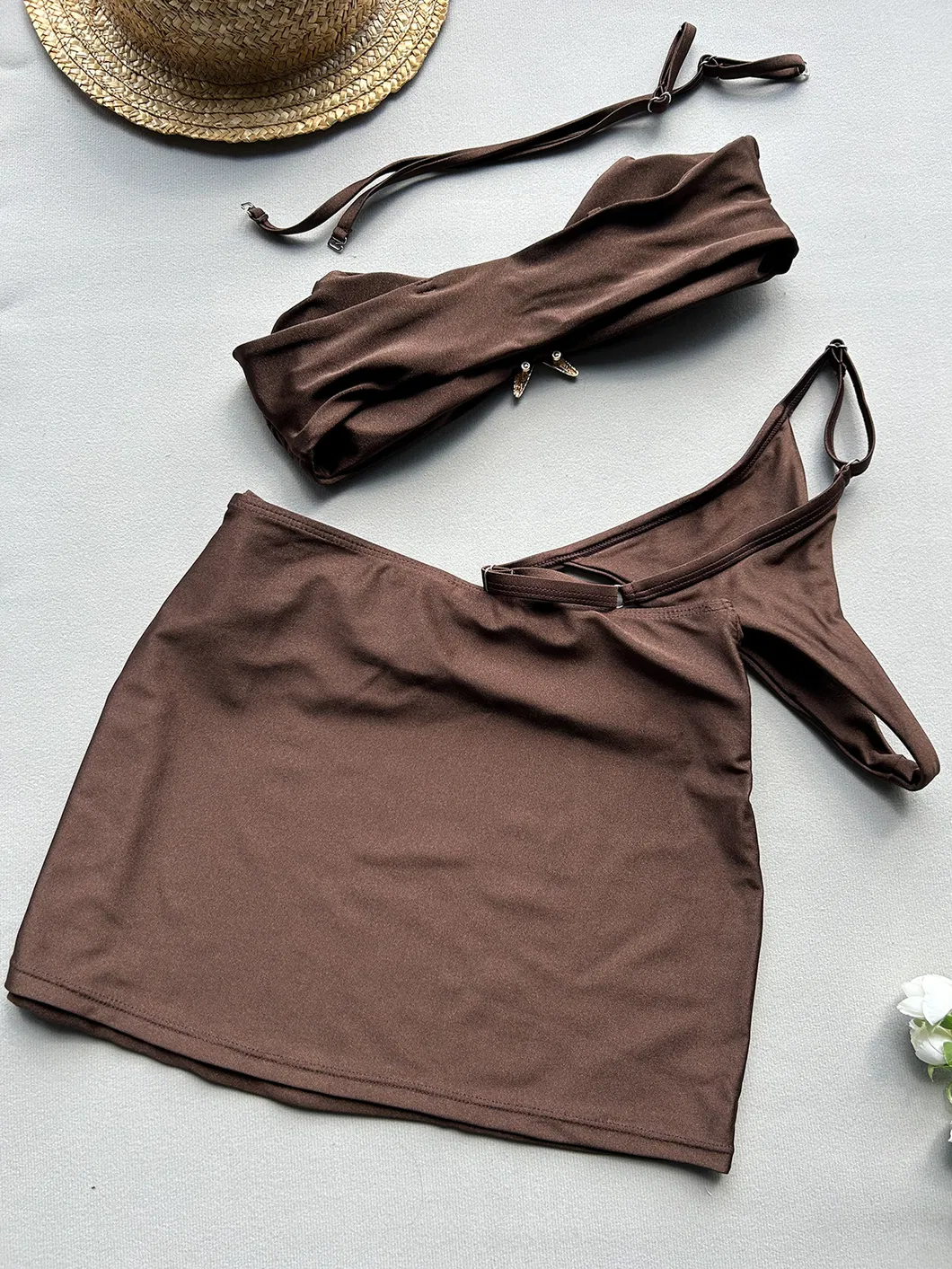 Bandeau Three Pieces Bikini with Starfish Hardware