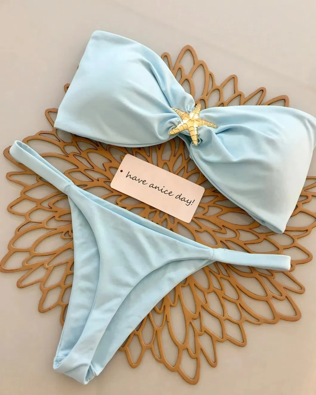 Two Pieces Bandeau Swimsuits with Starfish Hardware