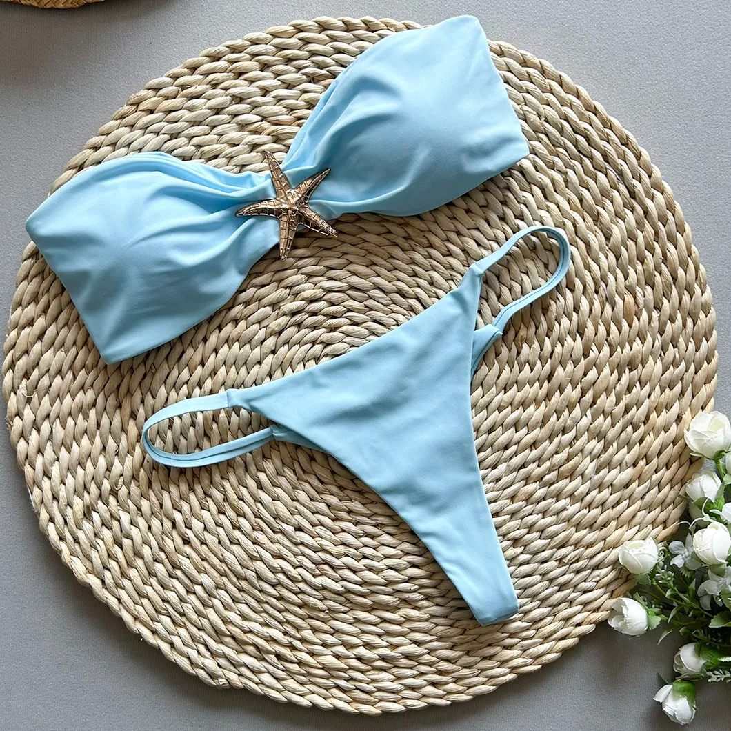 Two Pieces Bandeau Swimsuits with Starfish Hardware