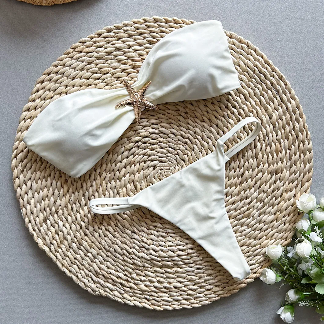 Two Pieces Bandeau Swimsuits with Starfish Hardware