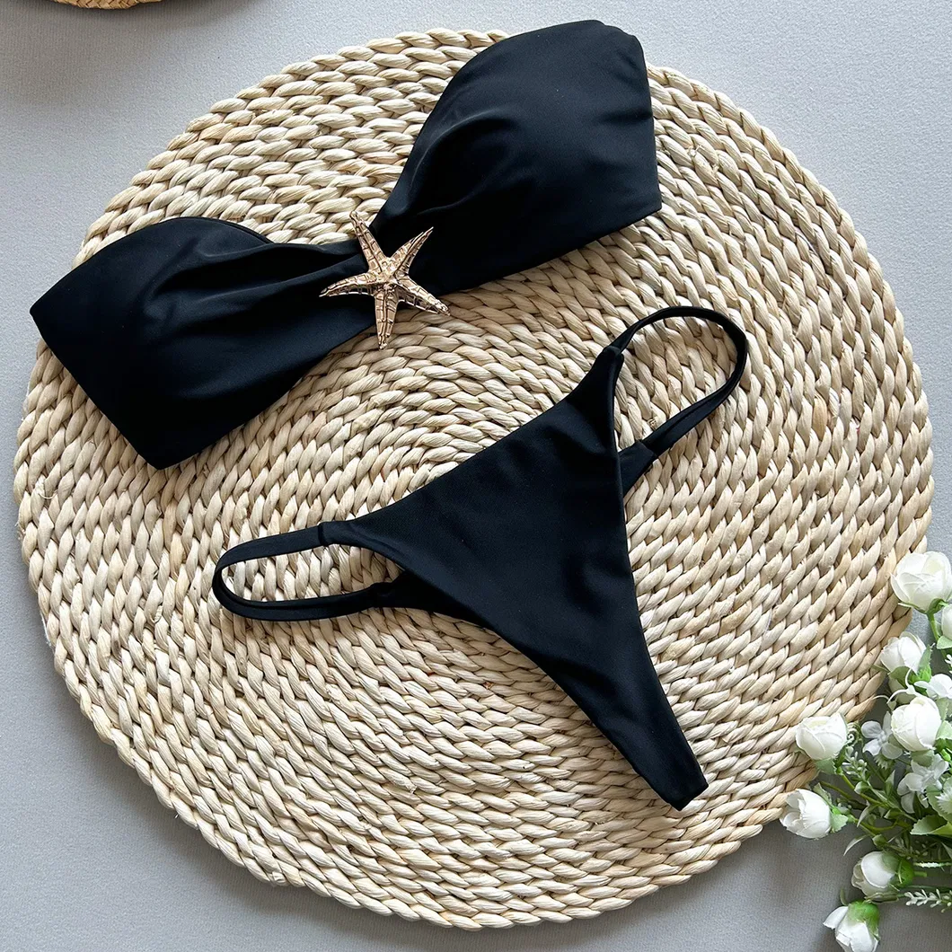 Two Pieces Bandeau Swimsuits with Starfish Hardware