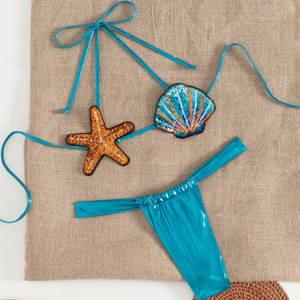 Sequin Starfish and Shell Sexy Bikini