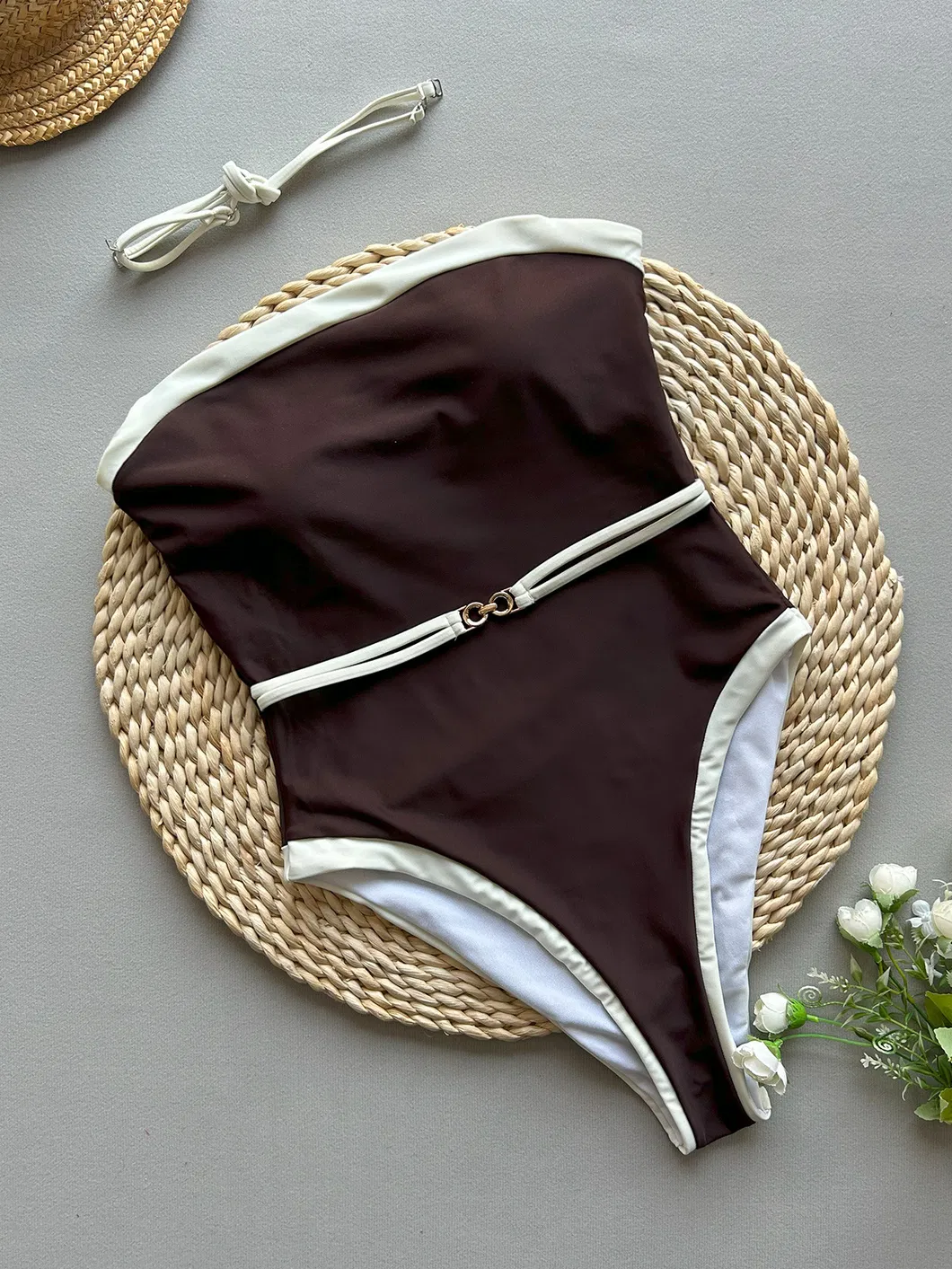 One Piece Swimsuits with Contrast Belt