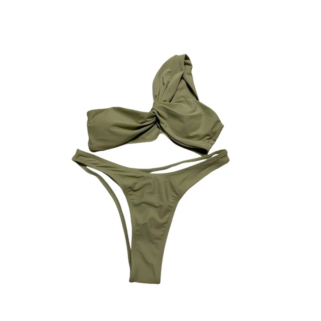 One Shoulder High Cut Two Piece Swimsuit