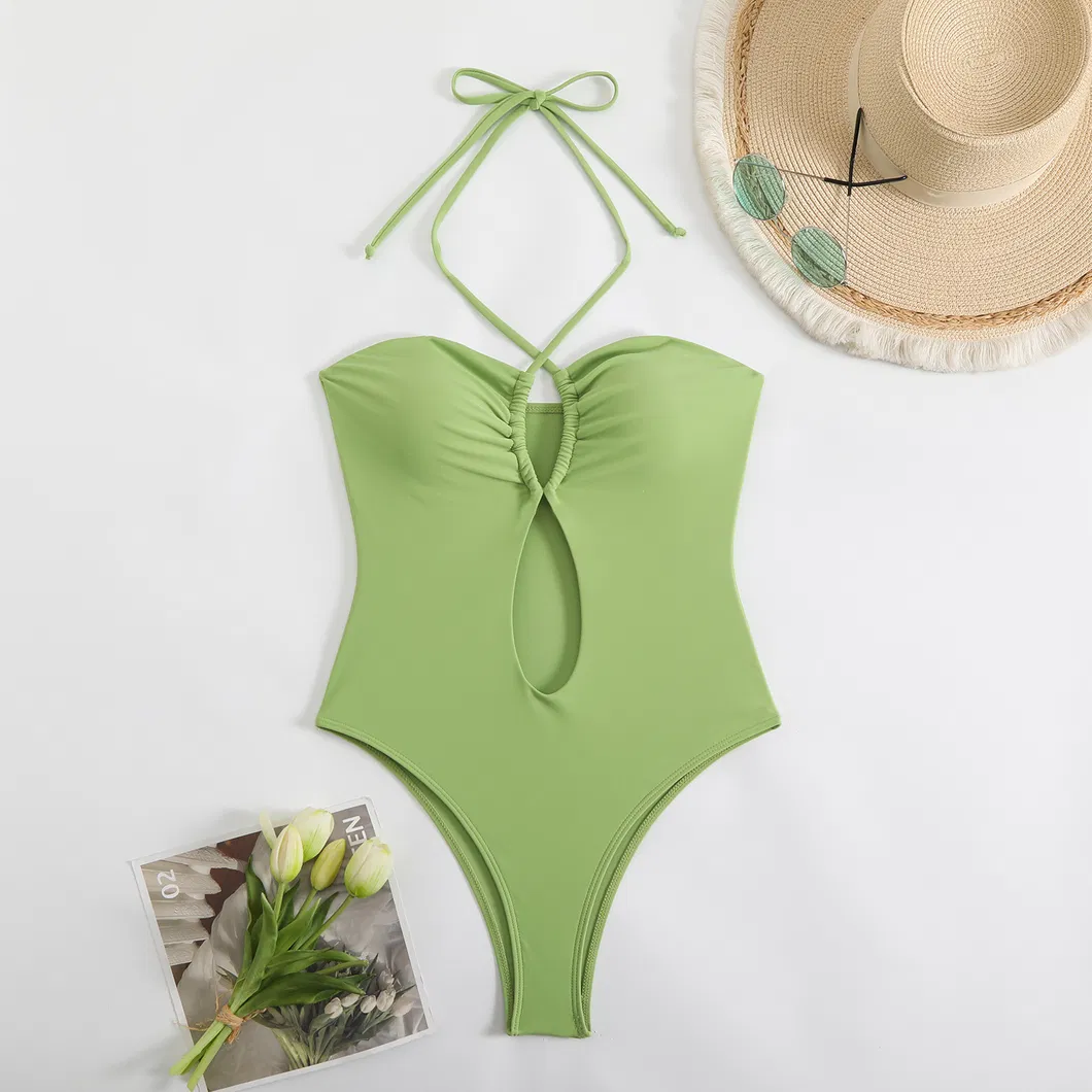 One Piece Cut out Halter Bikini
