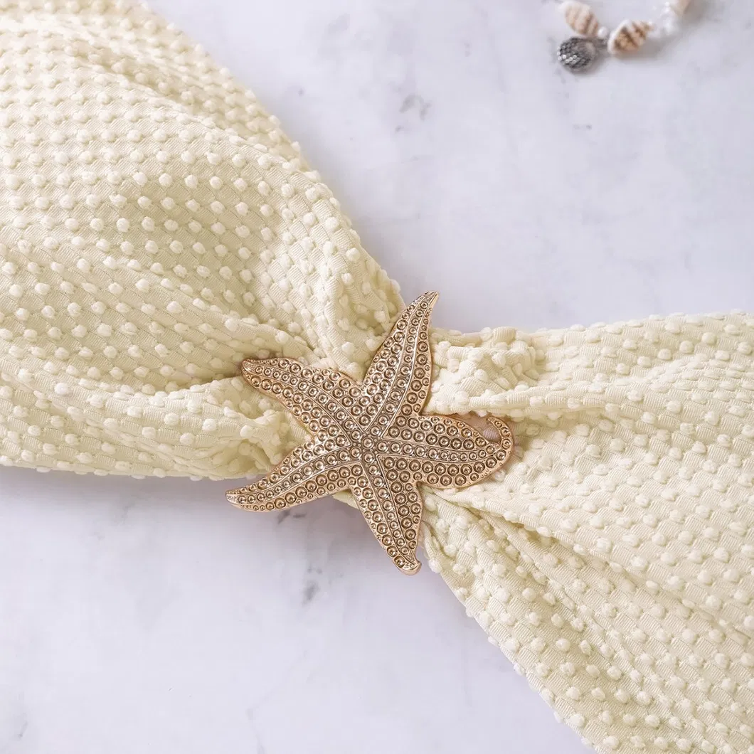Polka DOT Fabric Bandeau Top Two Piece Swimsuits with Starfish Hardware
