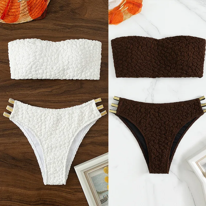 Custom Best Women Sexy Hot Two Pieces Swimwear Bandeau Bikini