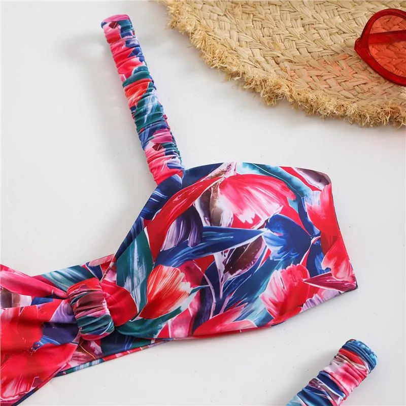 Folower and Fruit Printing Two Piece Swimsuits