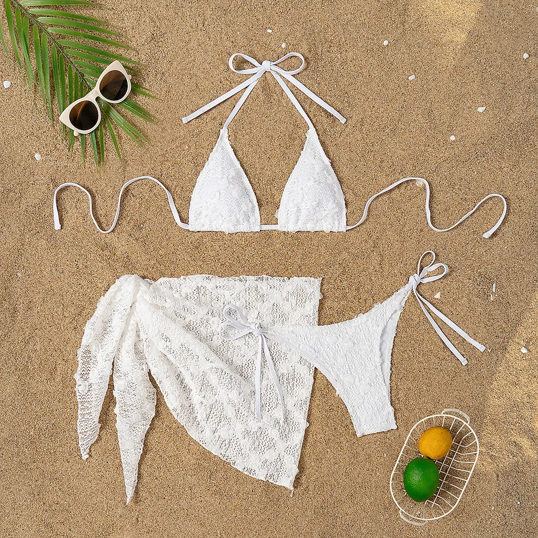 Three Pieces Swimsuits with Small Flower