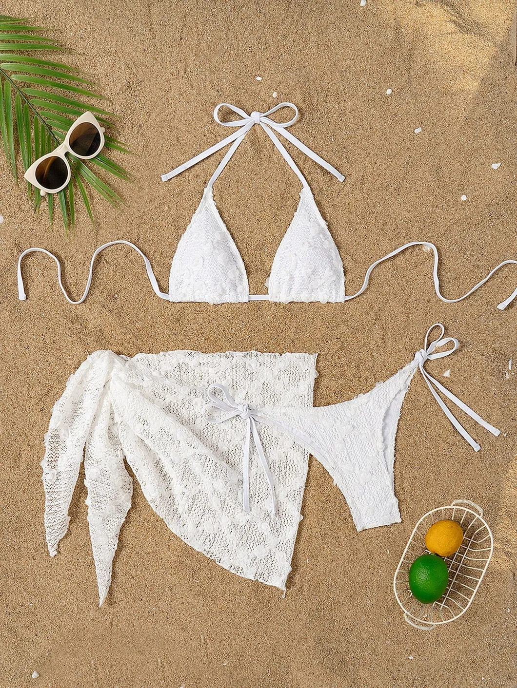 Three Pieces Swimsuits with Small Flower