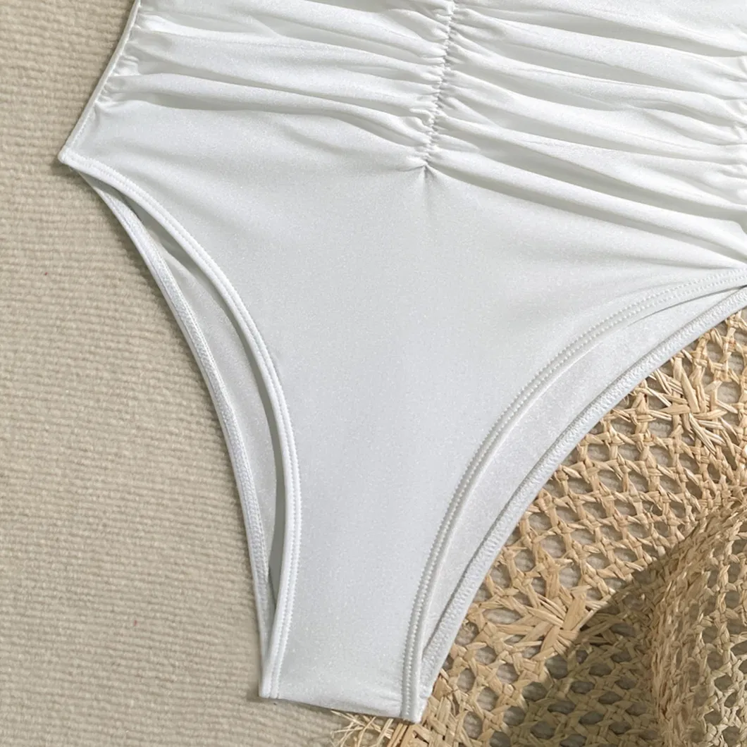 Shiny One-Piece V Neck Swimsuit