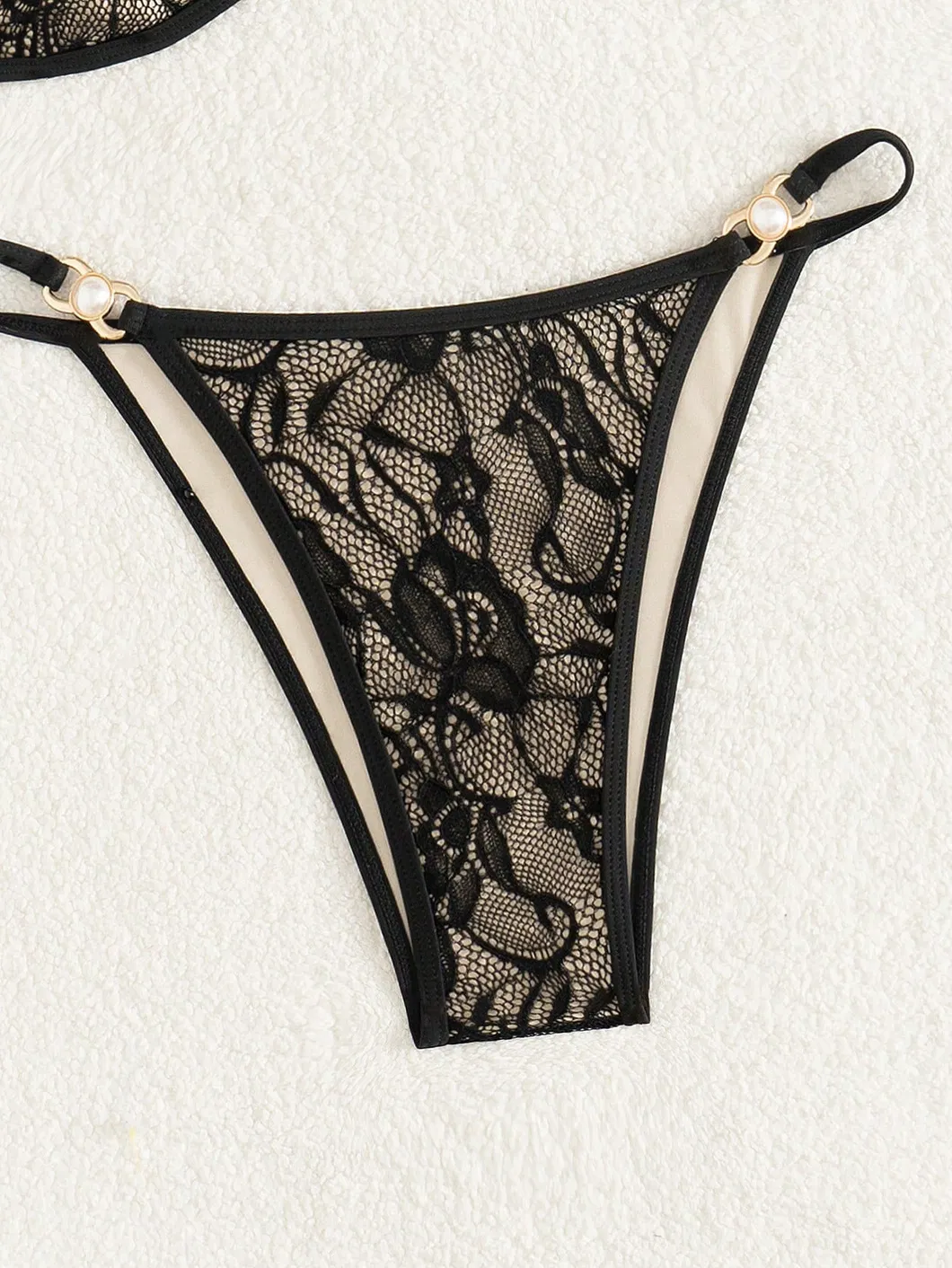 Lace Sexy Two Pieces Bikini with Pearl Charm