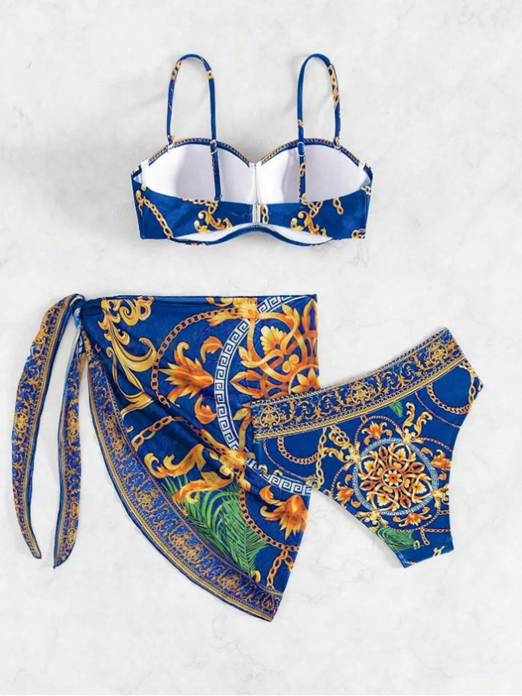 Custom Print Multicolor Three Pieces Bikini Women Swimwear