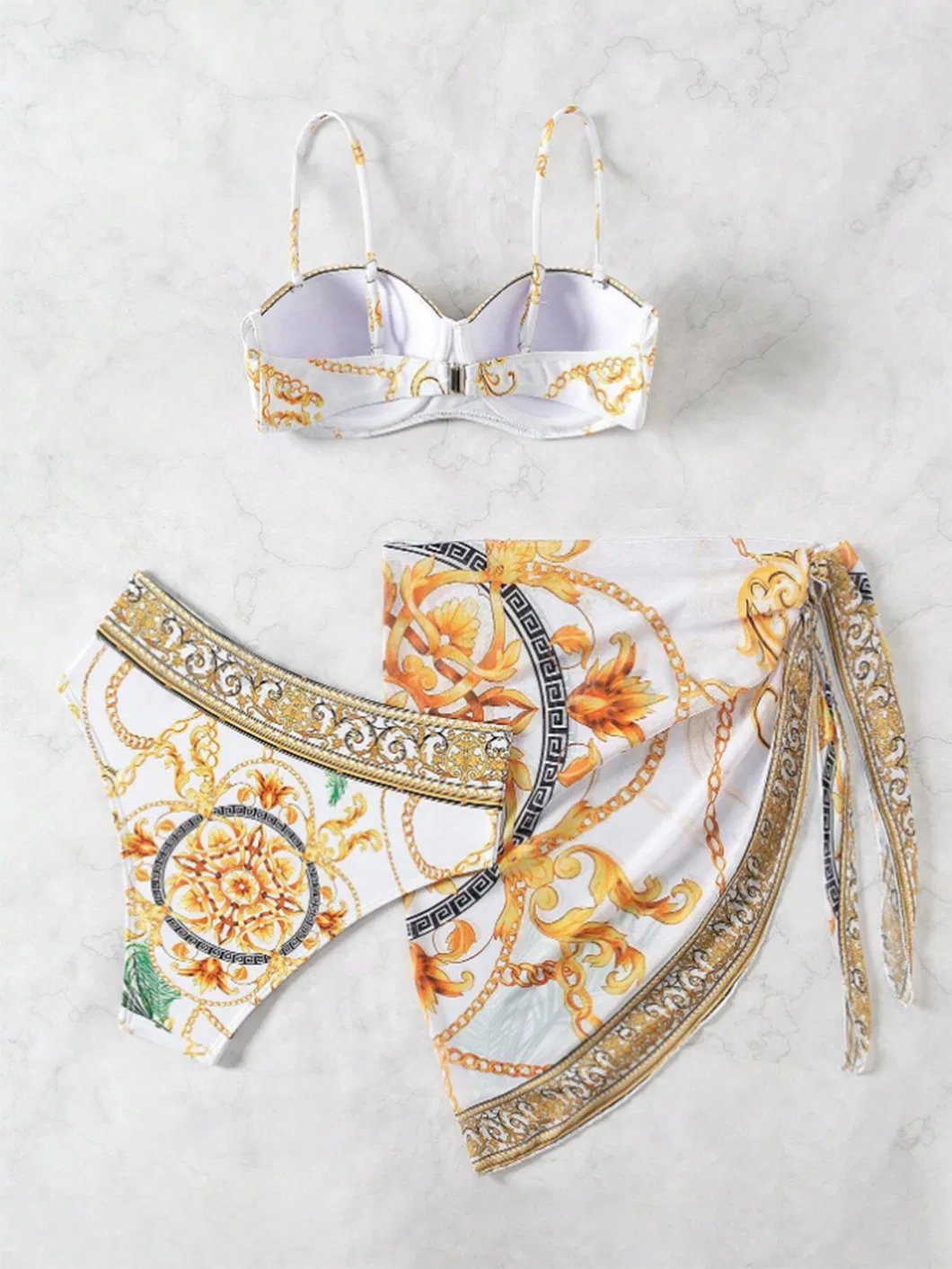 Custom Print Multicolor Three Pieces Bikini Women Swimwear