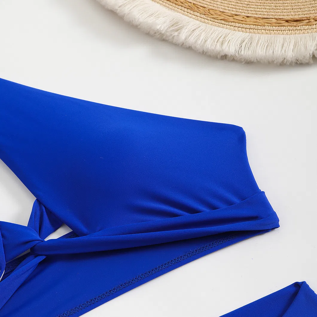 Cross Halter Cut out High Waist Two Pieces Women Solid Color Sexy Bikini Set