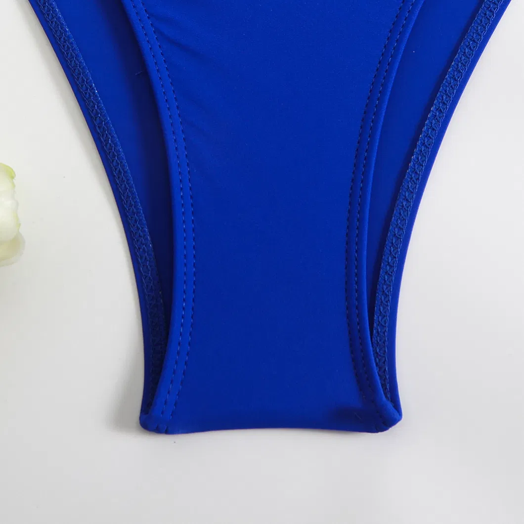 Cross Halter Cut out High Waist Two Pieces Women Solid Color Sexy Bikini Set
