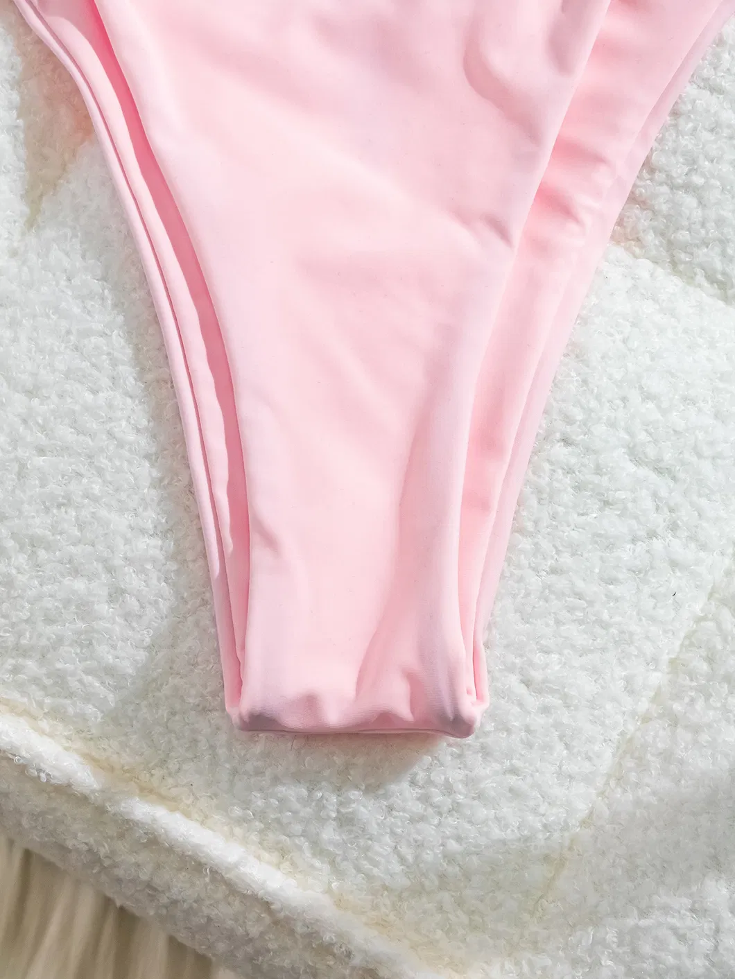 Factory Women Pink Hot Product Wide Strap Knot Two Pieces Bikini Solid Color Swimwear