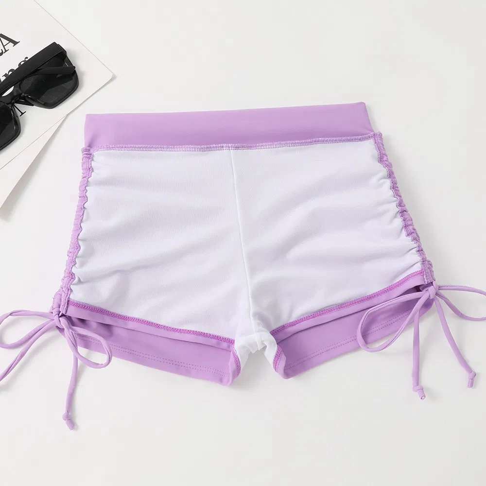 Factory Solid Color Two Pieces Sports Bikini with Boyshorts
