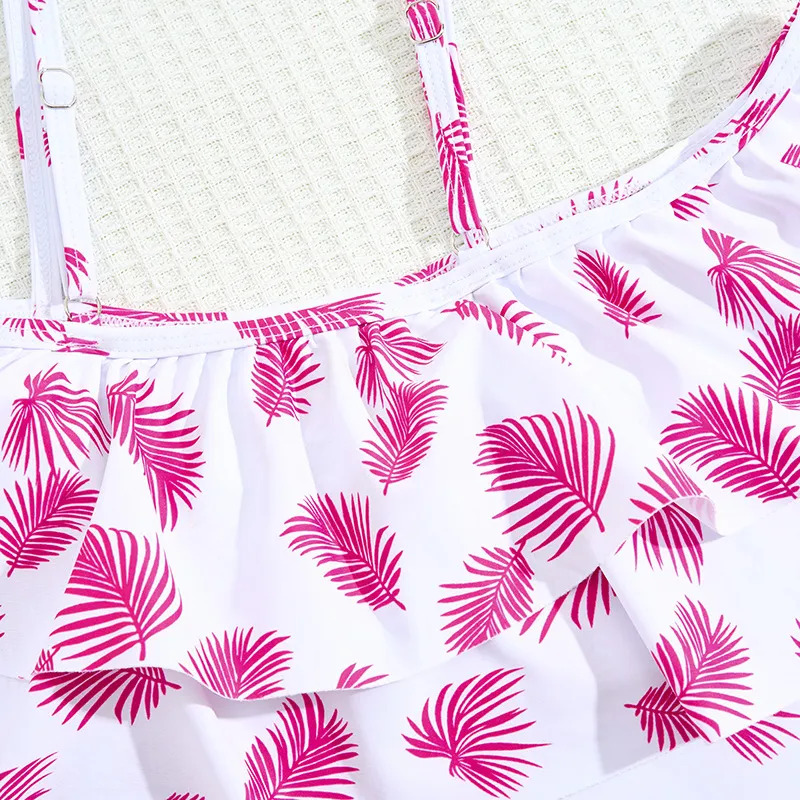 Hot Sale Kids Baby Girl Lovely Tropical Print Three Piece Swimwear Beachwear Children Bikini