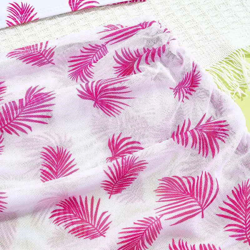 Hot Sale Kids Baby Girl Lovely Tropical Print Three Piece Swimwear Beachwear Children Bikini