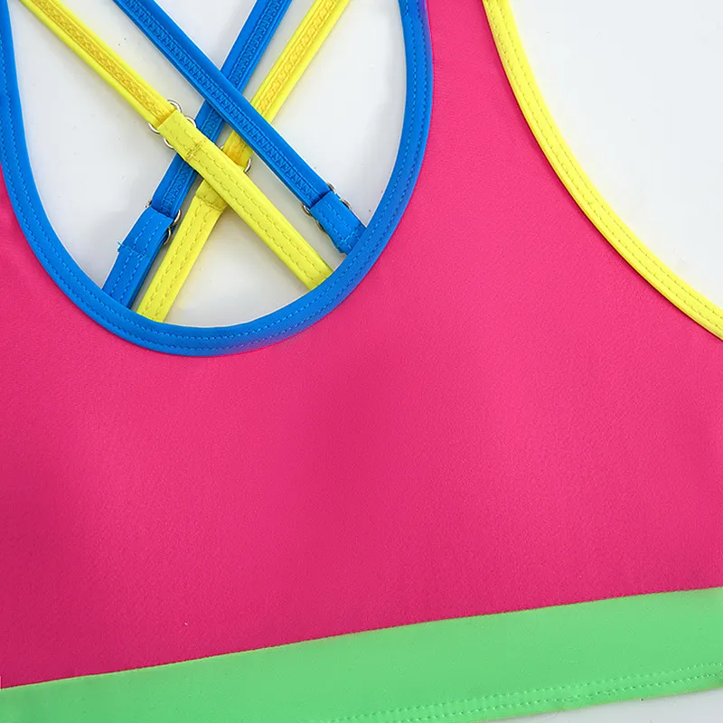 Factory Wholesale Contrast Girl Sport Two Pieces Swimsuit