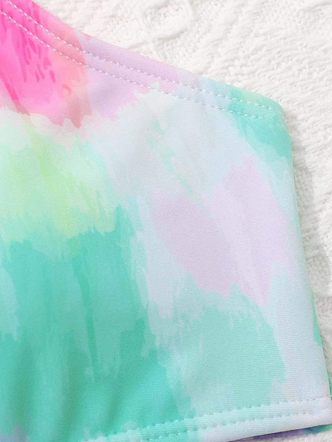Designer Tie-Dye Colorful Girl Four Pieces Swimsuit with Mini Skirt