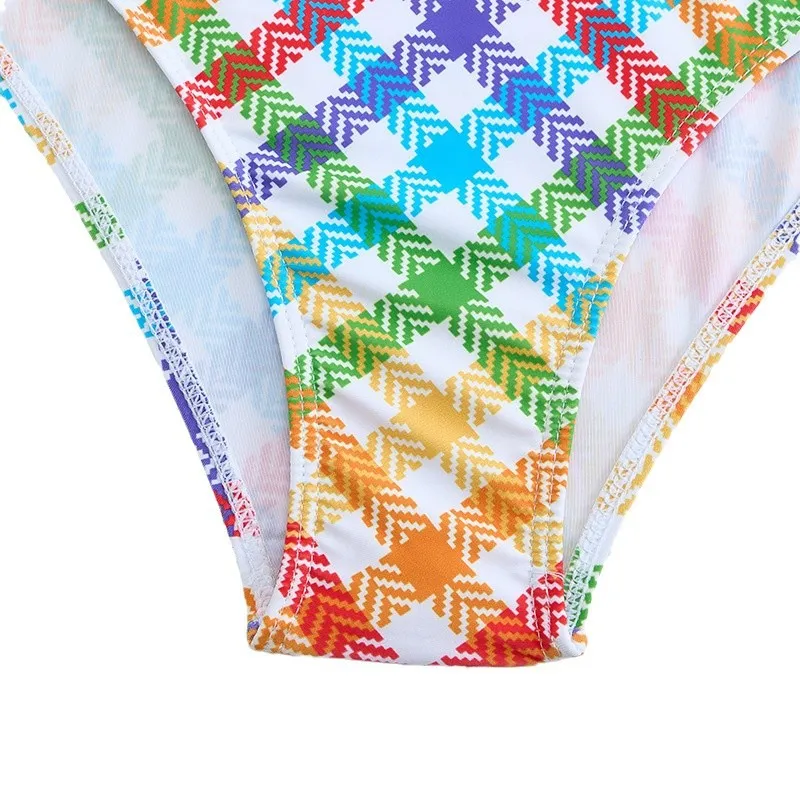 Factory Wholesale Children Colorful Print Cut out Waist One Piece Girl Swimsuit Bathing Suit