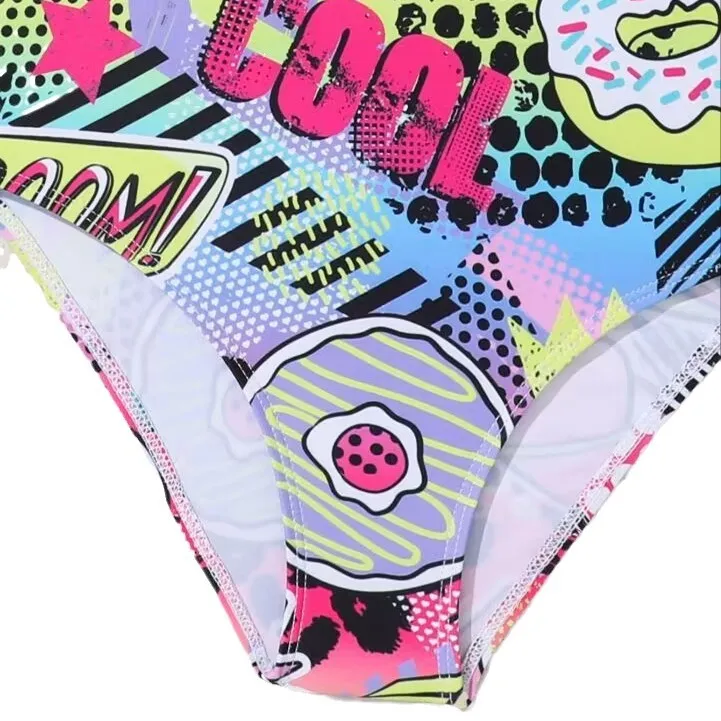 Custom New Design One Piece Letter Print Kids Bikini Baby Girl Cute Bathing Suit