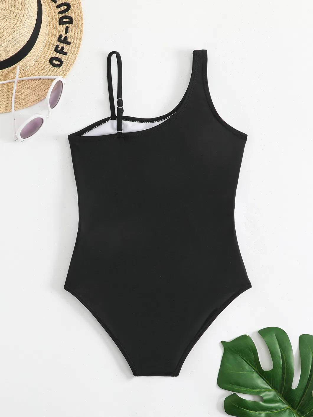Girl One Piece Cut out Black Custom Bathing Suit Children Swimwear Bikini