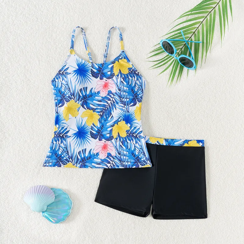 Children Printed High Quality Two Pieces Bikini Set with Boyshorts