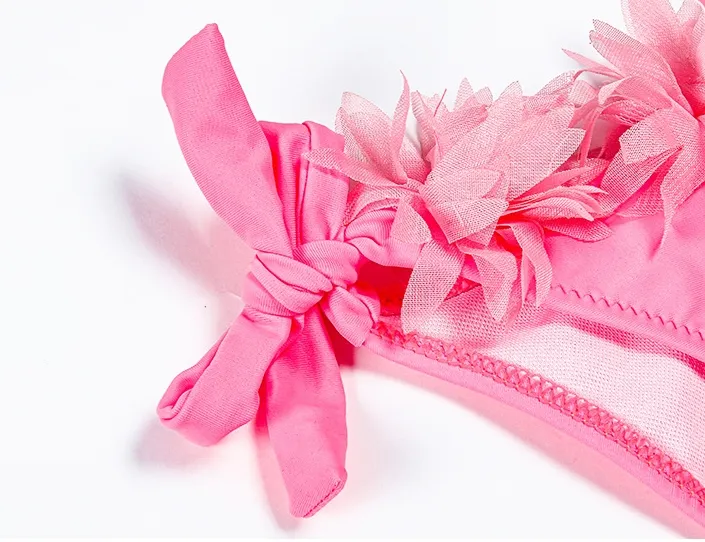 Kids Pink Designer One Shoulder Ruffle Two Pieces High Quality Children Bikini