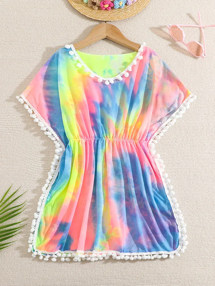 Designer Tie-Dye Tassel Colorful Children High Quality Cover-up
