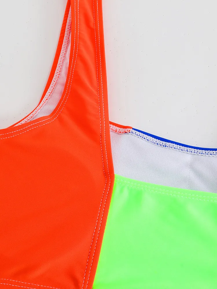 Designer High Quality Girl&prime;s Two Pieces Contrast Sport Swimsuit