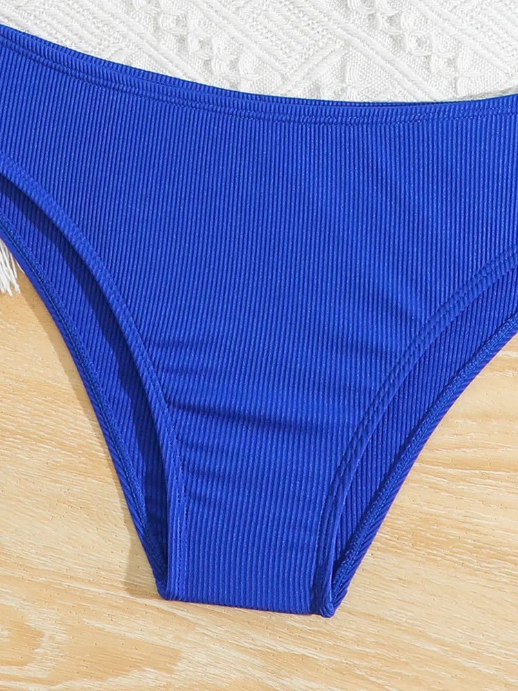 Rib Fabric Cross Hollow Two Pieces Kids Bathing Set