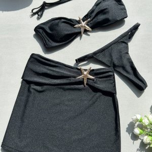 Bandeau Three Pieces Bikini with Starfish Hardware