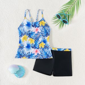 Children Printed High Quality Two Pieces Bikini Set with Boyshorts