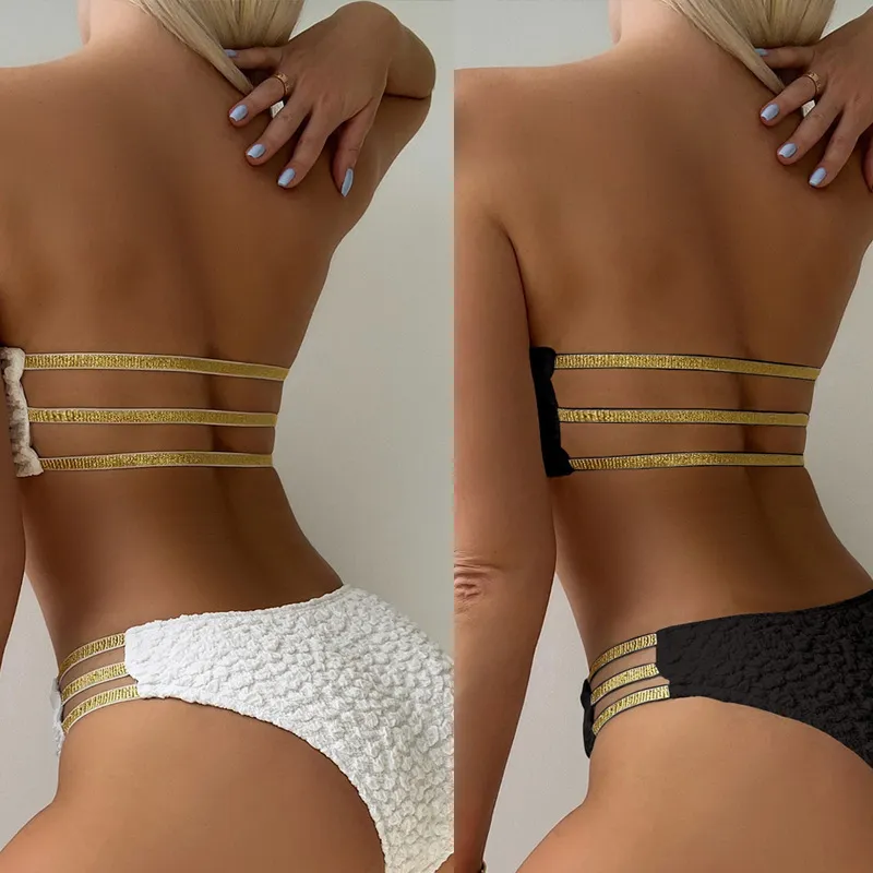 Custom Best Women Sexy Hot Two Pieces Swimwear Bandeau Bikini