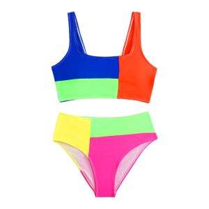 Designer High Quality Girl′s Two Pieces Contrast Sport Swimsuit