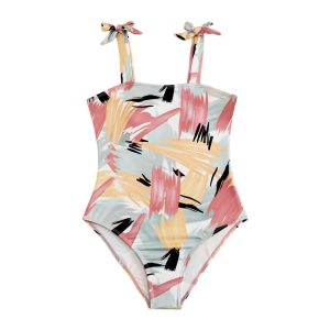 Factory Wholesale Kids One Piece Abstract Printing Swimwear