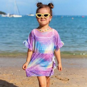 Girl Fish Scale Ruffle Breathable Comfortable High Quality Kids Mesh Summer Clothes Beachwear Swimsuit