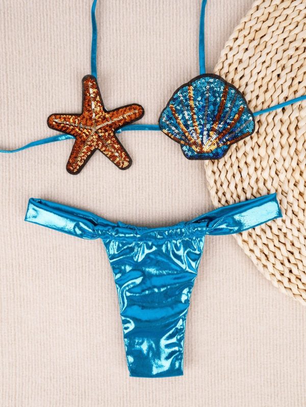 Sequin Starfish and Shell Sexy Bikini