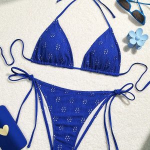 Small Flower Cut out Two Pieces Swimsuits