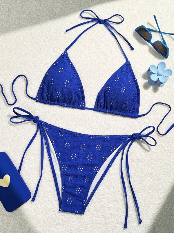 Small Flower Cut out Two Pieces Swimsuits