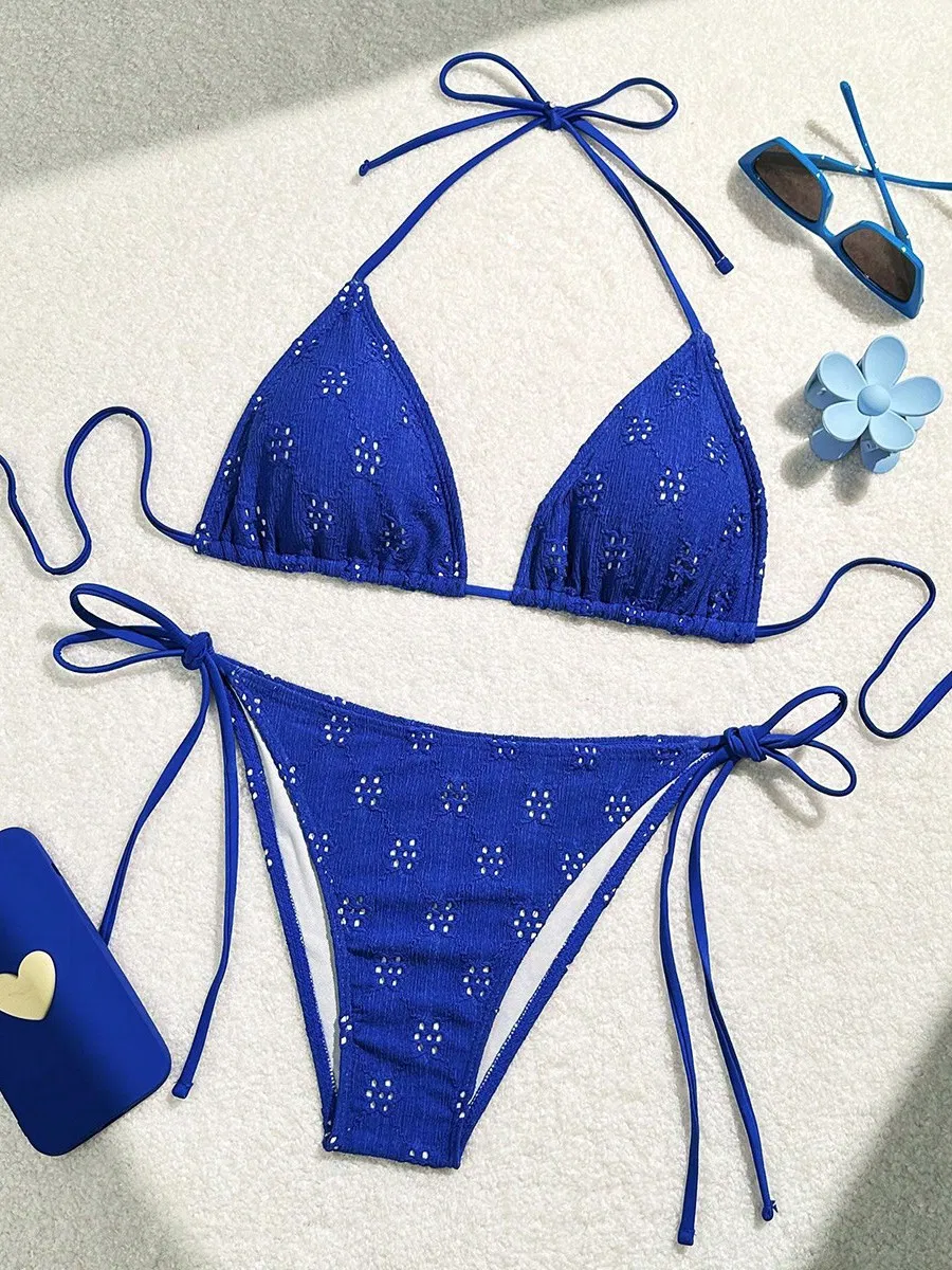 Small Flower Cut out Two Pieces Swimsuits