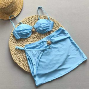 Three Pieces Swimsuits with Sun Hardware