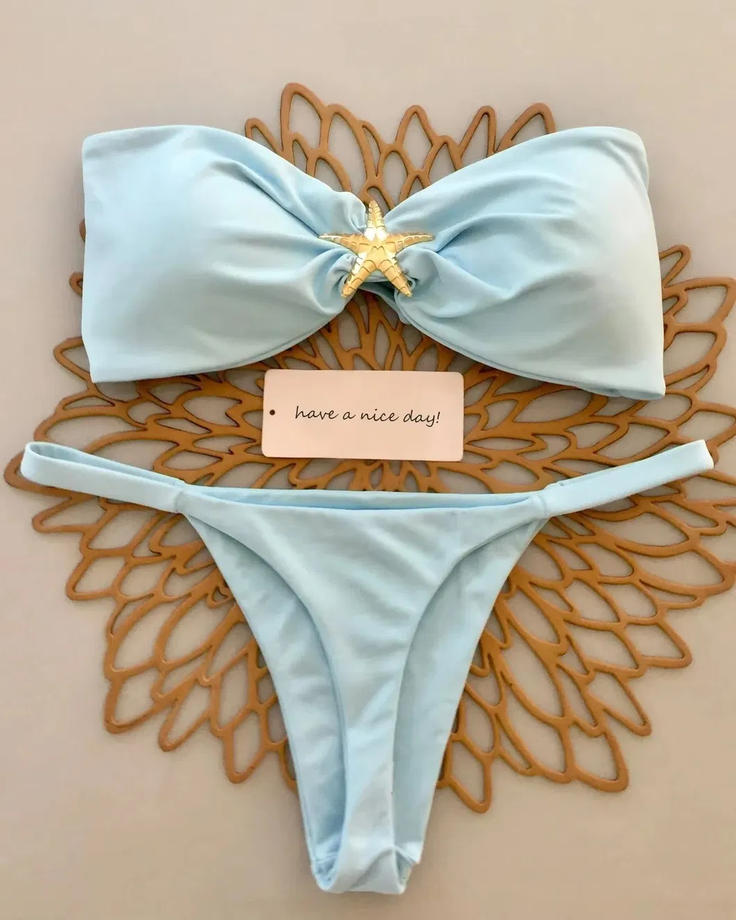 Two Pieces Bandeau Swimsuits with Starfish Hardware