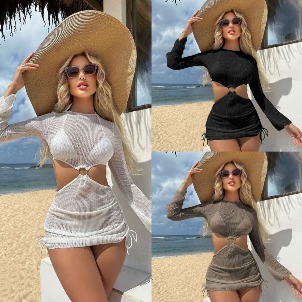 Women Backless Cut out O Ring Side Tied Cover up